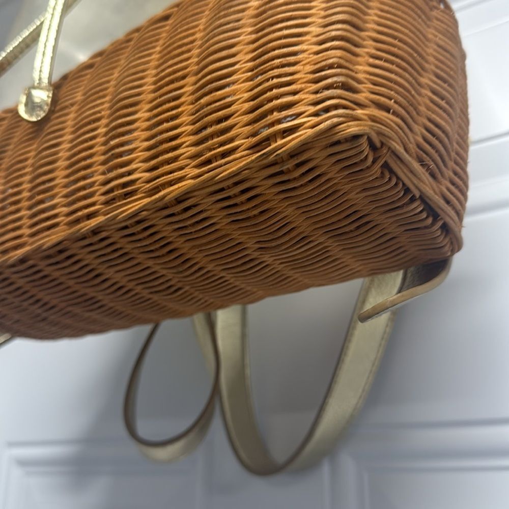 Clear And Gold Backpack With Wicker Base Lilly Pu… - image 5